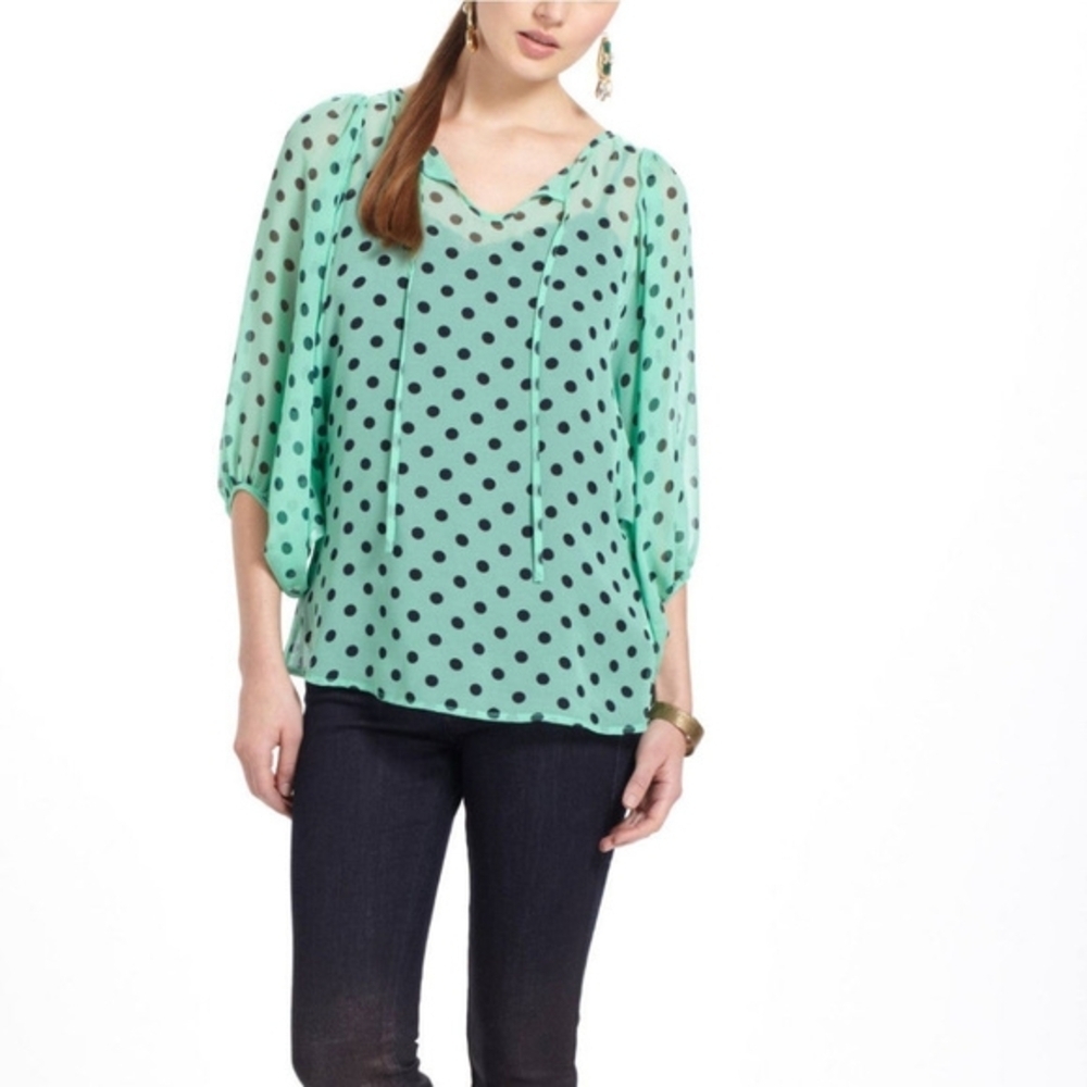 Anthropologie Karen Walker Polka Dot Sheer Top Size 4 NWT